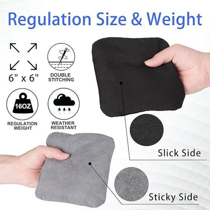 EunHo Dual Sided Cornhole Bags Regulation Set of 8 Professional Cornhole Bean Bags Slick and Stick for Tossing Game-All Weather