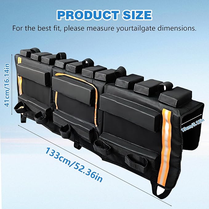 52" Tailgate Bike Pad, 3-in-1 Universal Outdoors Protection Pad Up to 5 Mountain Bikes and Road Bicycles, Thickened Tailgate Cover with Tool Pockets Scratch Shield and Locking