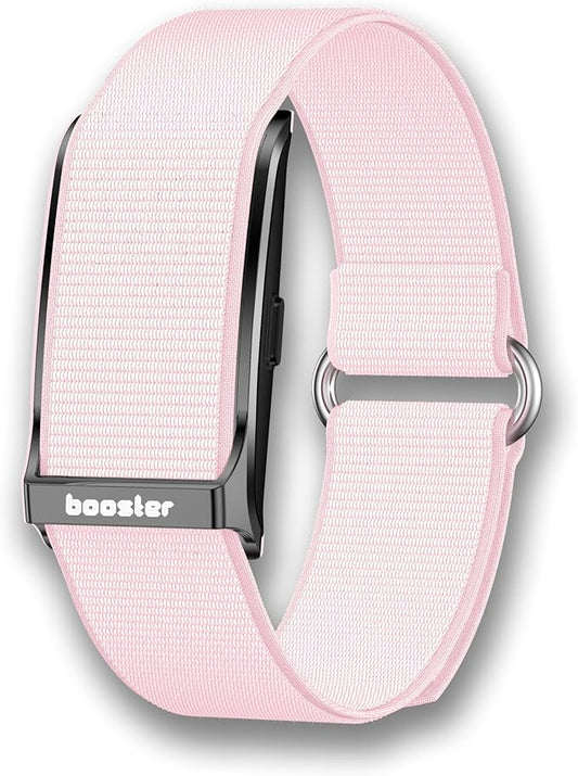 Booster Smart Bracelet, Wearable Activity & Fitness Tracker Band, 24H Sleep Tracker, All-Day Continuous Heart Rate Blood Pressure Stress HRV Monitor, 120+ Sport Modes Smart Wristband, Textile Pink