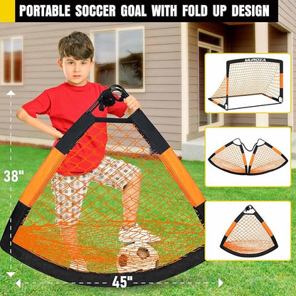 Soccer Goal, Kids Soccer Goals for Backyard Set, 2 Pack of Portable Pop Up Soccer Net with Soccer Ball, Cones, Complete Training Equipment for Youth, Toddler Outdoor Sports Games