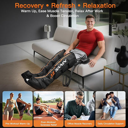 Sequential Air Compression Recovery System : Professional Sequential Compression Boots for Fast Recovery & Circulation Improvement ??Full Leg Recovery Device for Athletes Runners Gym (Medium)