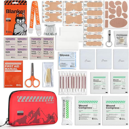 RHINO RESCUE Small First Aid Kit Ultralight Water-Resistent Medical Kit for Hiking, Backpacking, Cycling, Travel, Vehicles