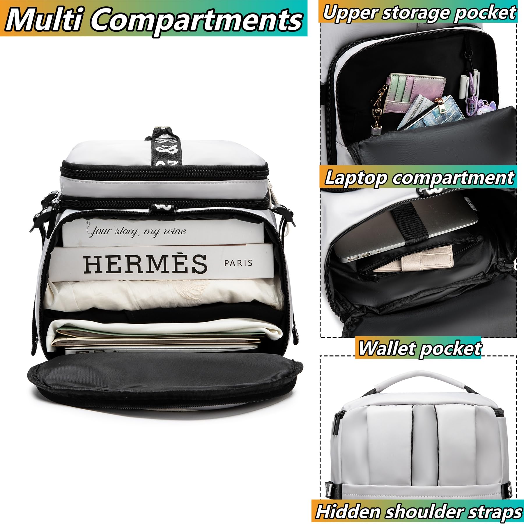 Gym Duffel Backpack with Shoe Pocket & Laptop Sleeve(Grey)