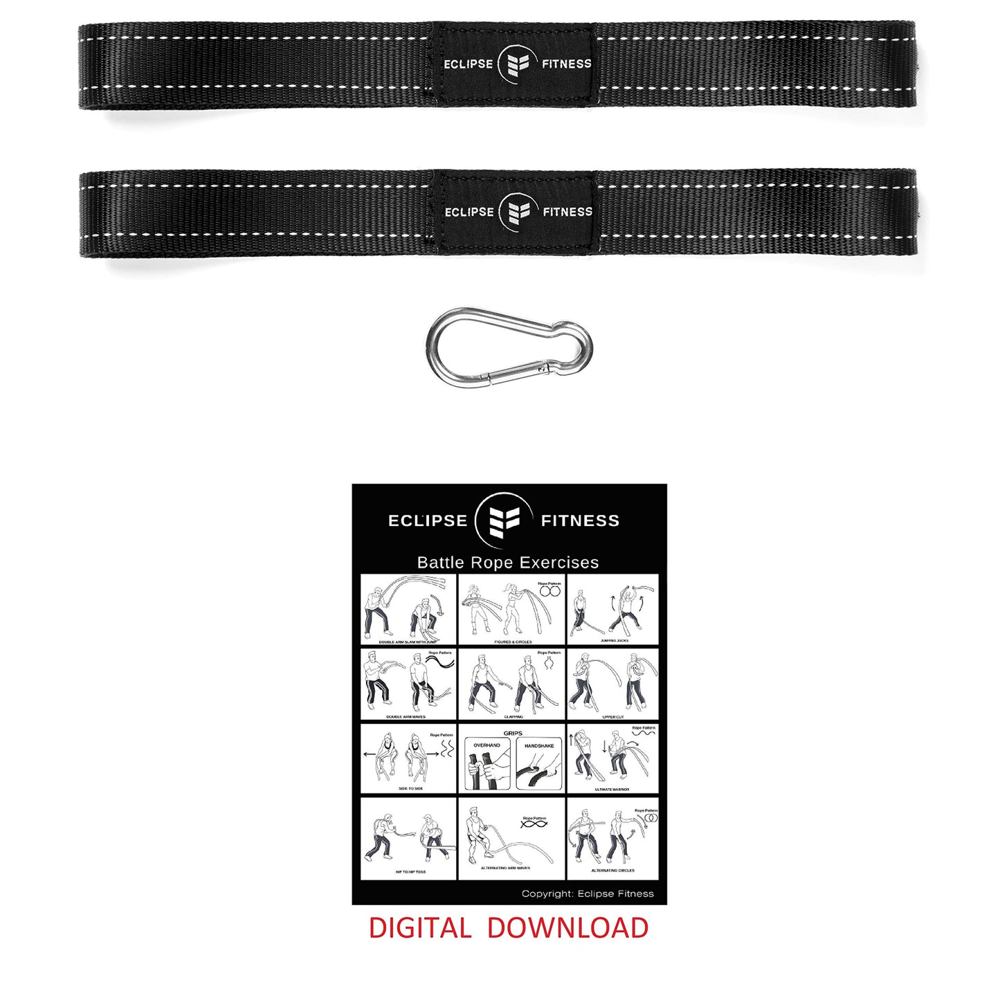 Battle Rope Anchor Strap Kit, Includes Exercise Guide, Easy and Fast Setup