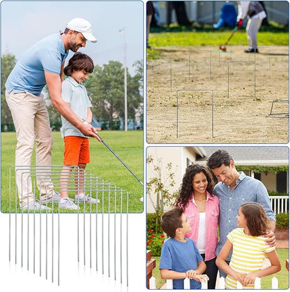 Deekin Set of 9 Croquet Wickets Replacement for Croquet Metal Hoops with Galvanized and Plastic Coating for Family Lawn Backyard Outdoor Game(Square)