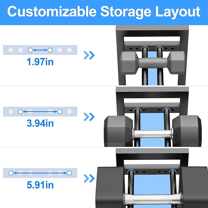 3 Tier Adjustable Dumbbell Rack - Heavy-Duty 330LB Capacity Weight Storage Stand for Dumbbells, Kettlebells - Space-Saving Home Gym Organizer (Rack Only)