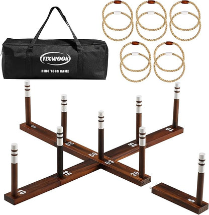 Ring Toss Game,Ring Toss Game for Adults and Kids, Indoor Outdoor Fun Holiday Lawn Yard Game for Family, Easy Set Up, Portable to Carry for Outside Kids Sport