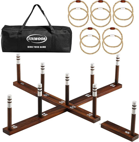 Ring Toss Game,Ring Toss Game for Adults and Kids, Indoor Outdoor Fun Holiday Lawn Yard Game for