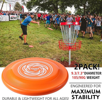 Sports Flying Disc, 2 Pack Compeition Flying Discs, Lightweight Durable Flying Disc Toys for Backyard Beach Lawn Park Outdoor Games, 105 Gram 9.3 Inch & 90 Gram 7.3 Inch.