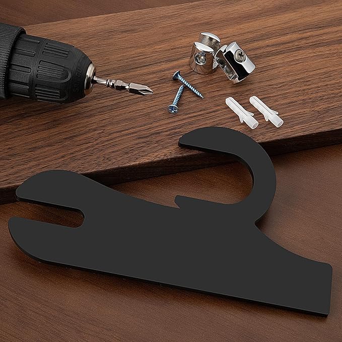 TRINENOX Sword Stand, Sword Wall Mount, Sword Hook, Sword Hanger Rack, Wall Mount Sword Hook, Acrylic Samurai Sword Display Holder for Katana Tanto Genji Wakizashi Sword Hanger Rack (1 Pair Black)