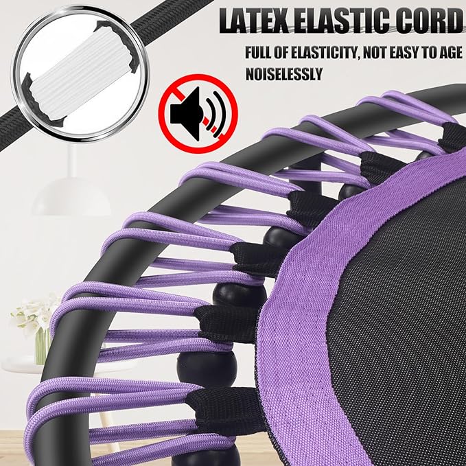 Newan 40"-48" Silent Mini Trampoline Fitness Trampoline Bungee Rebounder Jumping Cardio Trainer Workout for Adults-Max Limit 330lbs