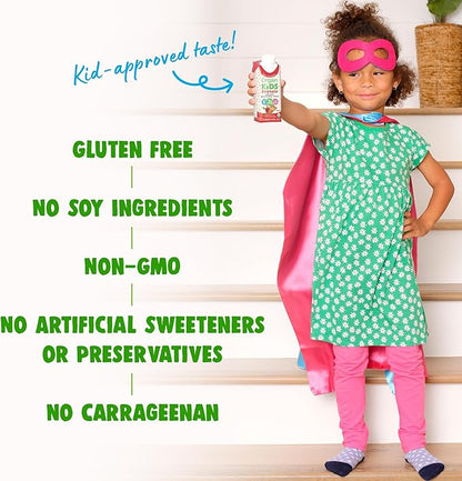 Orgain Organic Kids Protein Nutritional Shake, Strawberry - 8g of Protein, 22 Vitamins & Minerals, Fruits & Vegetables, Gluten Free, Soy Free, Kosher, Non-GMO, 8.25 Ounce (Pack of 12)