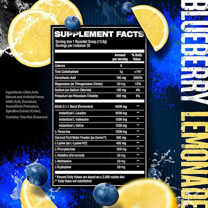 HOSSTILE SILO[9] Essential Amino Acids, EAA & BCAA Powder, Electrolyte Hydration Support, Enhance Muscle Growth & Recovery, Pre or Post Workout Drink, Blueberry Lemonade, 30 Servings