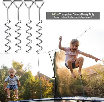 Trampoline Stakes Heavy Duty Strong and Galvanized Steel Corkscrew High Wind Anchor Kit for Trampoline Camping Tents Tie Down Anchors