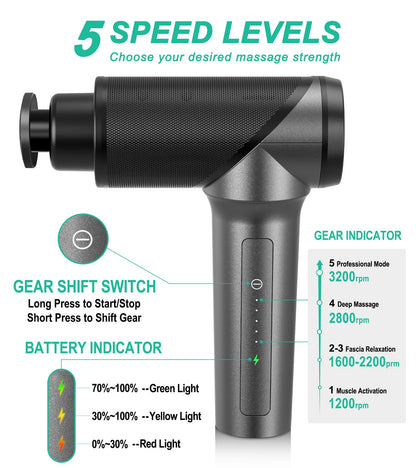 Medcursor Massage Gun - High Intensity Brushless Motor, Handheld Percussion Deep Tissue Massager