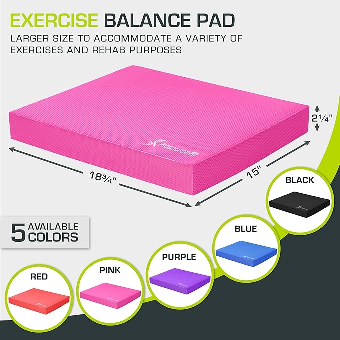 ProsourceFit Exercise Balance Pad – Non-Slip Cushioned Foam Mat & Knee Pad for Fitness and Stability Training, Yoga, Physical Therapy