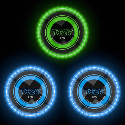 TOSY Bundle of 3-2X Blue + Green - Flying Disc 36 LEDs, Super Bright, Smart Modes, Auto Light Up, Rechargeable, Cool Fun Christmas, Birthday & Camping Gift for Men/Boys/Teens/Kids, 175g Frisbee