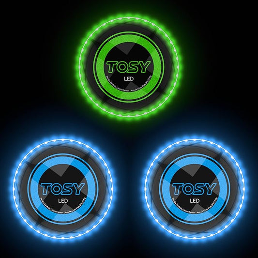 TOSY Bundle of 3-2X Blue + Green - Flying Disc 36 LEDs, Super Bright, Smart Modes, Auto Light Up, Rechargeable, Cool Fun Christmas, Birthday & Camping Gift for Men/Boys/Teens/Kids, 175g Frisbee