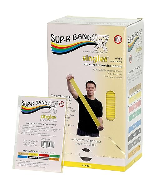 CanDo 10-6371 Sup-R Band Latex-Free Exercise Band, 5' Length, Yellow, Pack of 30