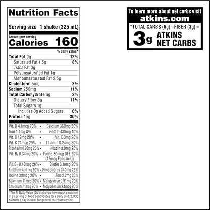 Atkins Café au Lait Iced Coffee Flavored Protein Shake, High Protein Shake, Low Sugar, Low Carb and Low Sugar, Keto Friendly, Gluten Free, 12 Count