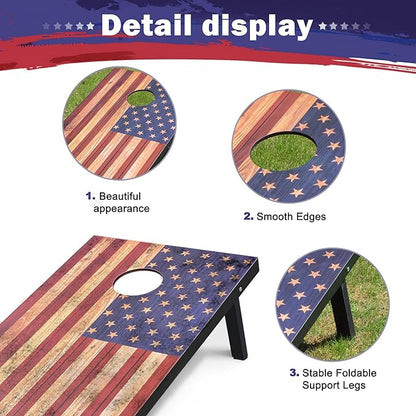 Cornhole Board Set for Adults - 4x2ft, Corn Hole Game with Scoreboard, Outdoor Yard & Lawn Games, Heavy-Duty Wood Construction, Includes 8 Durable Bean Bags, Family Sports