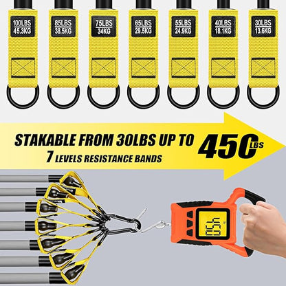 Heavy Resistance Bands for Working Out, 350lbs/450lbs Exercise Bands with Handles, Workout Bands Set for Men, Fitness Weight Bands for Muscle Strength Training, Stretching, Slim, Home Gym Equipment