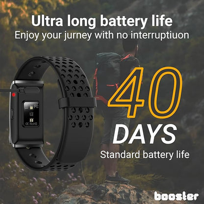 Booster Smart Bracelet, Wearable Activity & Fitness Tracker Band, 24H Sleep Tracker, All-Day Continuous Heart Rate Blood Pressure Stress HRV Monitor, 120+ Sport Modes Smart Wristband, Textile Navy