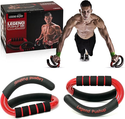 Legend Pushup ??Advanced Push-Up Bars to Eliminate Wrist Pain, Generate More Muscle Growth, Deliver Faster Results, and Prevent Plateaus ??Rocking Handle Design for Natural Movement and Effective Workouts
