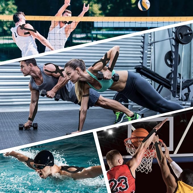 4 Rolls Uncut Kinesiology Tape, 4in x 5.5yd Extra Wide Waterproof Athletic Tape for Muscle Support, Original Cotton Elastic Premium Knee Tape for Pain Relief Shoulder, Ankle, Joints, Wrist