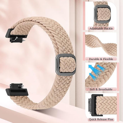 Elastic Braided Watch Band Compatible with Fitbit Inspire 3/Inspire 2/Inspire/Inspire HR/Fitbit ace 3/Ace 2, Adjustable Stretchy Strap Sport Nylon Loop Replacement Wristband for Fitbit Inspire