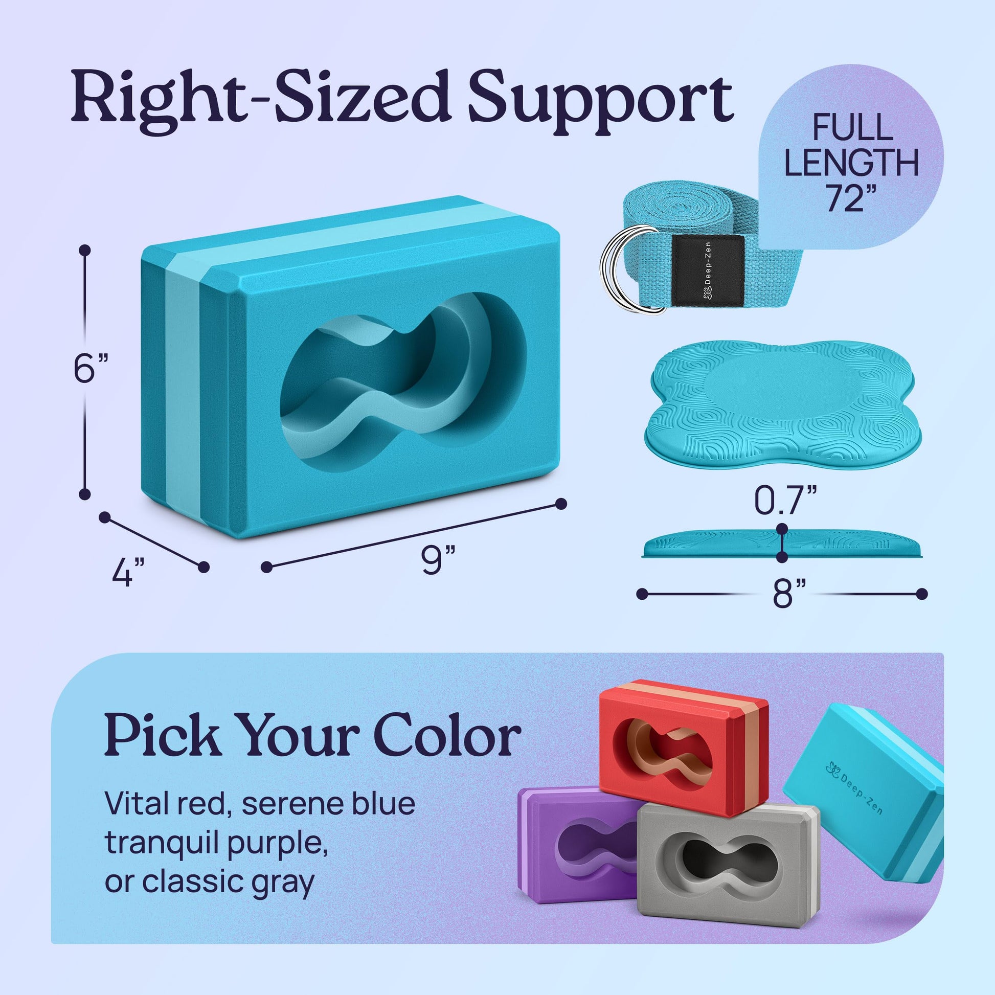 Deep-Zen® Yoga Blocks Wrist Support; Yoga Blocks 2 Pack with Knee Pads and Strap to Put Less Weight