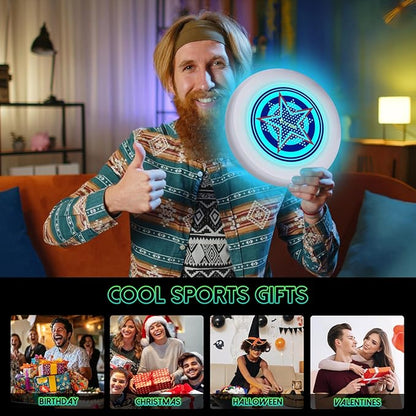 49LEDs Flying Disc with 16 Million Color RGB, 3 Modes+Rechargeable+Waterproof+175g, Cool Sports and Outdoors for Parks/Camping/Beach/Backyards,Easter & Birthday Gifts for Teens/Kids/Adults