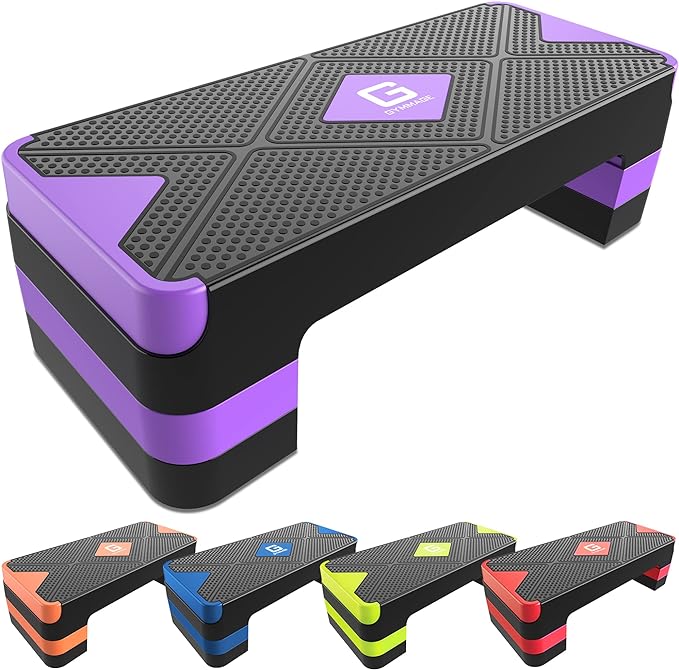 Aerobic Exercise Step, Adjustable Aerobic Stepper for Exercise, Workout Step Platform for Step Up, 26.5" Step Deck with 4??6??8??Adjustable Height Risers, Women Home Gym Cardio Fitness