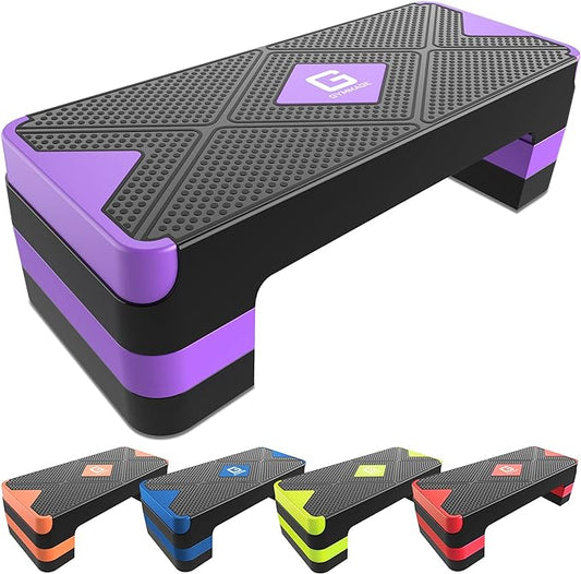 Aerobic Exercise Step, Adjustable Aerobic Stepper for Exercise, Workout Step Platform for Step Up, 26.5" Step Deck with 4??6??8??Adjustable Height Risers, Women Home Gym Cardio Fitness