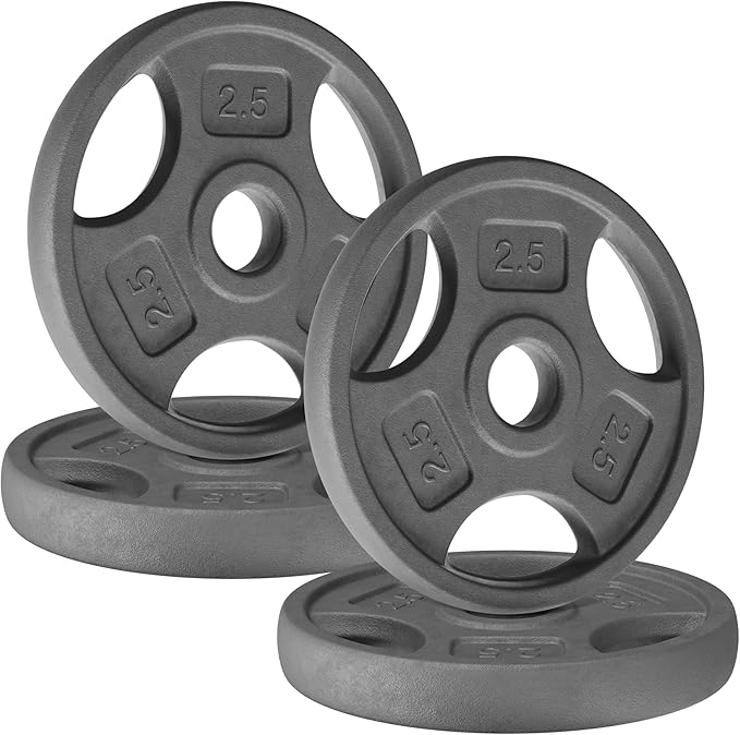 Yes4All Standard 1-Inch Grip Weight Plates, Cast Iron with Multiple Sizes from 2.5 lb to 35 lb for Strength Training, Weightlifting & Muscle Toning