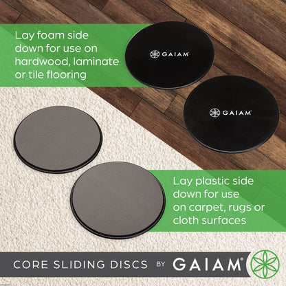 Gaiam Core Sliding Discs, Dual-Sided Ab Sliders, Set of 2