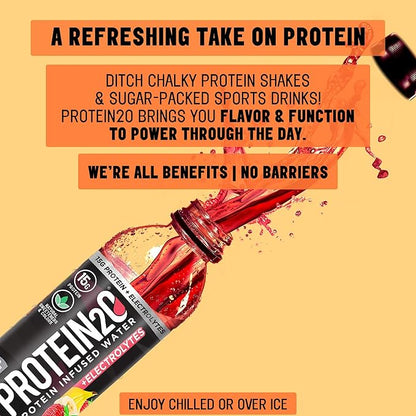 Protein2o + Electrolytes, Low Calorie Protein Infused Water, 15g Whey Protein Isolate, Strawberry Banana, 16.91 fl oz (pack of 12)