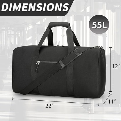 Gym Bag for Men, 22 inch Large Duffle Bag, 55L Lightweight Water-Resistant Weekender Duffel Bag for Travel, Sports, Camping, Overnight
