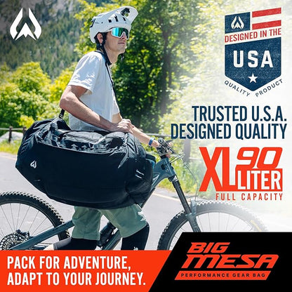 Wildhorn Big Mesa 90L MTB Gear Bag - Lightweight & Waterproof Duffel, Mountain Bike Duffle Bag, Ideal for Gym, Travel, Biking, Motorcycle, and Sports