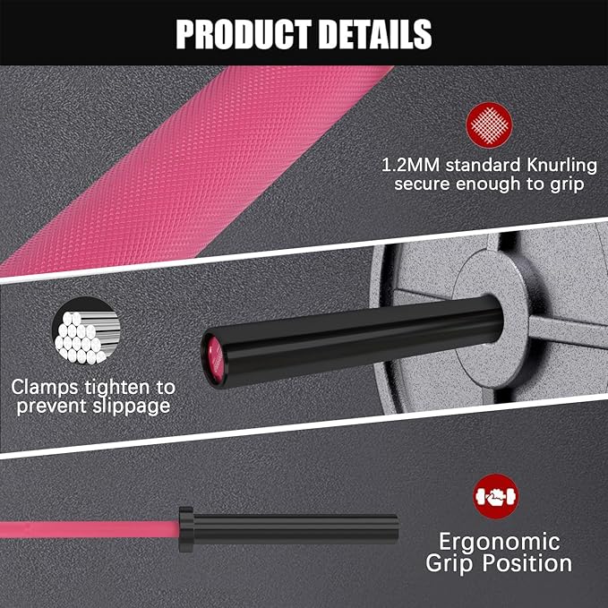 PROOFGOLD 6.6ft/7ft Olympic Barbell Bar 35Lb(15kg)/45LB(20kg) Barbell,Bench Press Bar for Squats and Deadlifts,Olympic Weight Bar for Home Gym,Womens Mens barbell(2inch),500LB/700LB/1000LB