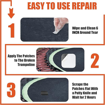 4pcs Self-Adhesive Trampoline Patch Mat Repair Kit, Square Patches Accessories for Holes or Tears in Trampoline Mats Heavy Duty