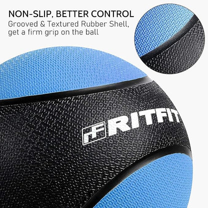 RitFit Weighted Medicine Ball - Non-Slip Rubber Shell & Dual Texture Grip - Workout Exercise Ball for Core Strength, Balance Training, Coordination Fitness - Multiple Weights & Colors