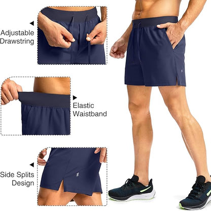 Men's Running Shorts with Zipper Pockets 9 Inch/ 7 Inch / 5 Inch Lightweight Quick Dry Gym Workout Athletic Shorts for Men