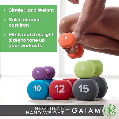 Gaiam Dumbbell Hand Weight (Sold in Singles) - Neoprene Coated Exercise & Fitness Dumbbell for Home Gym Equipment Workouts Strength Training Free Weights for Women, Men