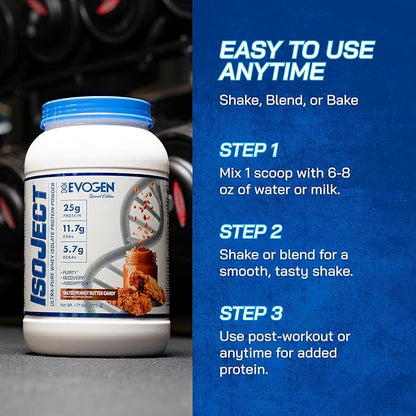 Evogen Isoject - Whey Protein Isolate | Ultra-Pure Whey Protein Powder with Ignitor Enzymes, BCAAs, and EAAs | Enhanced Absorption & Recovery | Salted Peanut Butter Candy | 25 Servings