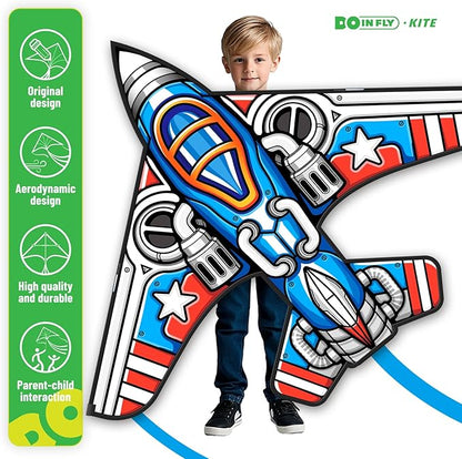 Kite for Ages 8-12, Easy to Fly and Assemble Fighter Plane Kites for Beginner, Single Line String Professional Kite for Beach and Outdoor Activity (Fighter Plane Kites Set)