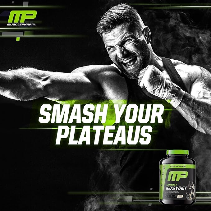 MusclePharm Combat 100% Whey Protein Powder, Cookies ?˜N??Cream Flavor, Fast Recovery & Muscle Gain with Whey Protein Isolate, High Protein Powder for Women & Men, Gluten Free, 5 lb, 69 Servings