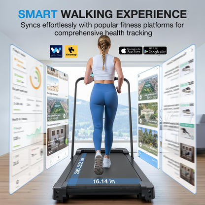 WELLFIT Folding Treadmill for Home, Walking Pad with Incline and Handle Bar