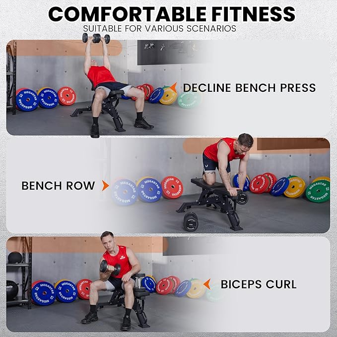 Adjustable Weight Bench, 1300lbs Capacity Heavy Duty Workout Bench for Home and Garage Gym, Multi-Position Backrest and Seat Strength Training Bench