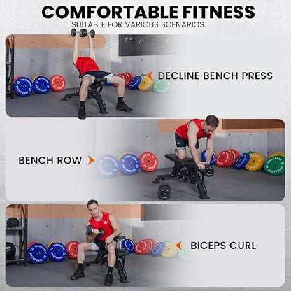 Adjustable Weight Bench, 1300lbs Capacity Heavy Duty Workout Bench for Home and Garage Gym, Multi-Position Backrest and Seat Strength Training Bench